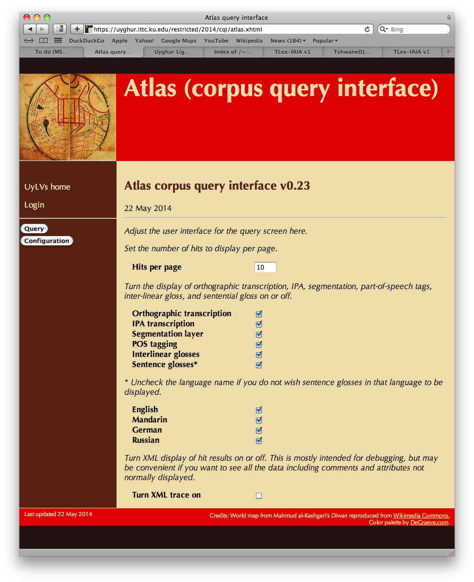Configuration interface for the Atlas search form, as described in text
